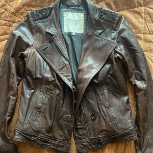 Abercrombie & Fitch brown leather jacket